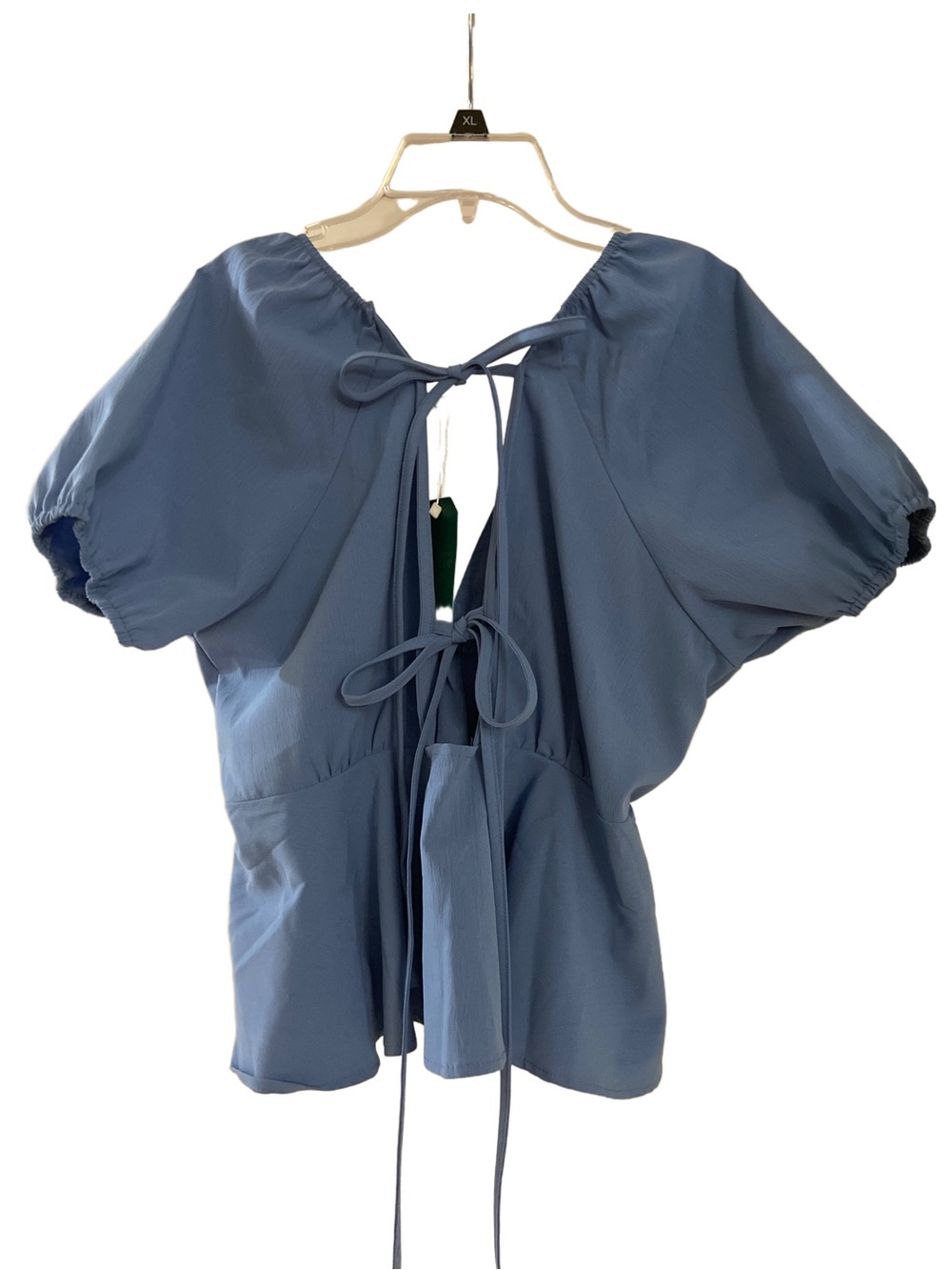 Remidoo Blue Tie-Back Puff Sleeve Blouse - Beautiful Blue - New with Tags - Picture 4 of 6